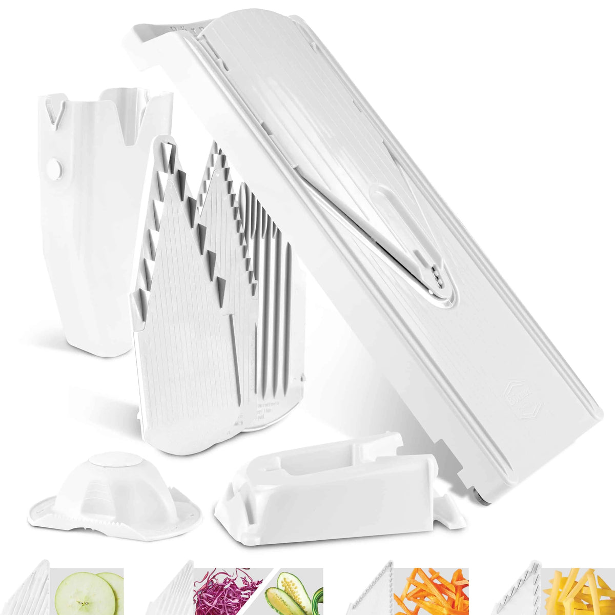 Börner V1 ClassicLine Starter Mandolin Slicer Vegetable Cutter: Vegetable Slicing, Slices, Cubes, Set of 5, Red